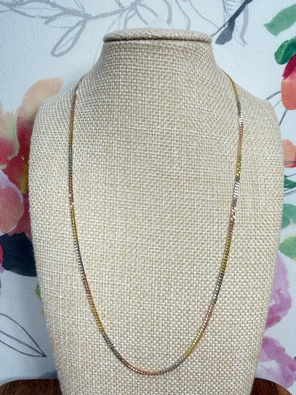 TriColor Gold Plated 925 Sterling Silver Cuban Chain Necklace-New
